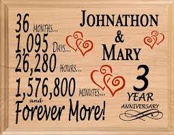 So many possibilities for year three!) is the modern gift of crystal. 3 Year Anniversary Gift Sign Personalized 3rd Wedding Anniversary Broad Bay