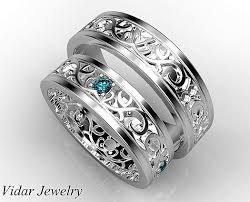 Black And Blue Wedding Rings For Her Wedding Band Set His And Her Wedding Band Unique Matching Wedding Band Blue Diamond Wedding Band Promise Ring Set Blue Diamond Band 14k Diamond Wedding Band Sets Wedding Ring Sets Unique