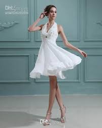 2014 Summer Short Beach Wedding Dresses Empire Waist Halter Neck Crystals Beads Wh Short Wedding Dress Beach Wedding Dress For Short Women Cheap Bridal Dresses