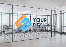 Design On Office Window Mockup In 2020 Window Graphics Design Book Design Layout