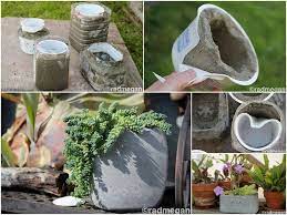 You can create your own planter at home with 2 containers and a few tools. Concrete Planter Construction Plant Pots Moulded With Cement Diy