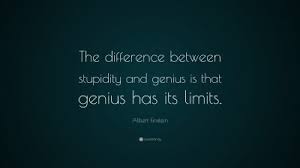Never argue with stupid people, they will drag you down to their level and then beat you with experience. Albert Einstein Quote The Difference Between Stupidity And Genius Is That Genius Has Its Limits