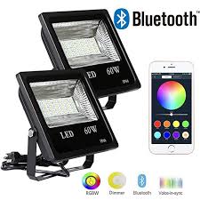 Hypergiant 2 Pack 60w Bluetooth Led Rgbw Flood Lights Outdoor Color Changing Floodlight With Remote App Control Ip6 Flood Lights Led Flood Lights App Control