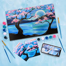 Painting for Two - Couples Cherry Blossom Canvas Painting Kit + Video  Tutorial, DIY Kit - Etsy Singapore