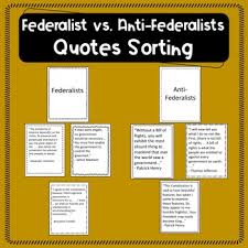 federalists vs anti federalists chart worksheets teaching