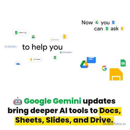 MobileTelco | 🤖 Google introduces new Gemini AI updates for Workspace • 📝  Deeper AI integration across Docs, Sheets, and Slides • 📊 Generate full...  | Instagram