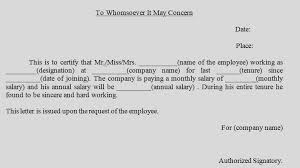 Simple Salary Certificate To Whomsoever It May Concern