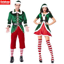 Mens Womens Christmas Costumes Elf Cosplay Xmas Holiday Party Couple Cute Outfit Ebay Elf Clothes Christmas Elf Costume Elf Costume