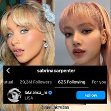 Lisa and Celebrities в X: „American singer and actress Sabrina Carpenter  followed Lisa