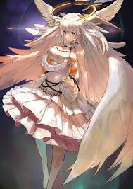 Anime Angel With Black And White Wings Anime Angel Girl With Giant Wings And Beautiful White Hair And Giant Wings With White Pink Dress Anime Angel Girl Anime Angel Anime