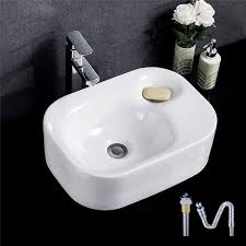 Waschbecken Keramik Eckig Design In Weiss Fur Badezimmer Vasque Vasque A Poser Evier