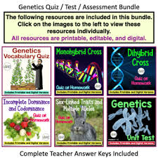 In this online course, learn about the key subjects in science: Genetics Quiz And Test Bundle Printable And Digital Distance Learning