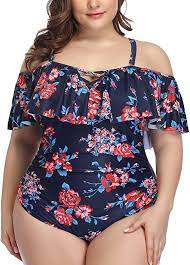 Daci Women Plus Size One Piece Swimsuits Tummy Control Flounce Off Shoulder Bathing Suits In 2021 Off Shoulder Bathing Suit Bathing Suits One Piece Plus Size One Piece