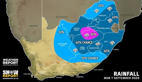 MONDAY WEATHER: Warnings for severe thunderstorms in four provinces – up to LEVEL 6