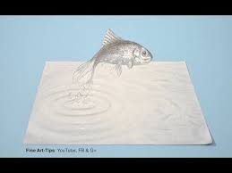How To Draw A Simple Easy 3d Effect Jumping Fish Youtube Drawings Illusion Drawings Art