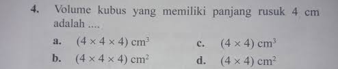 1331 = 11 s = 11 cm. Volume Kubus Yg Memiliki Panjang Rusuk 4 Cm Adalah Brainly Co Id
