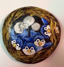 Kus Yuvasi Tas Boyama Painted Rocks Rock Art Stone Painting