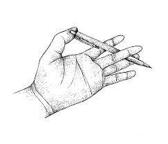 Drawing on hand with pen. Hand Holding A Pen Preparing For Writing Drawing By Iam Nee