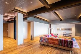 Modern Metal Ceiling Design Includes A Perforated Metal Ceiling Exposed Steel Structur Affordable Interiors Renovation Architecture Modern Architecture House