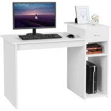 Hong kong and macau 1 x elloven monitor stand with drawer article no: Yaheetech White Student Computer Desk With Drawer And Shelf Home Office Laptop Table Study Workstation Furniture Wood Heavy Duty Walmart Com Kleine Computertische Burotisch Kleiner Schreibtisch