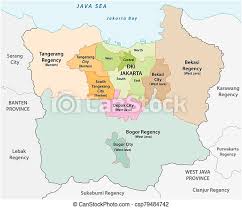 Последние твиты от komisi informasi dki jakarta (@kipdki). Administrative Vector Map Of The Jakarta Metropolitan Area The Most Populous Metropolitan Area In Indonesia Canstock