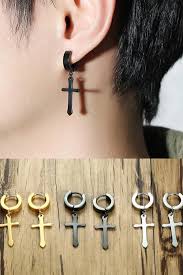 Bts Cross Earring Men Hoop Earrings Unisex Stainless Steel Jewelry Cross Earrings Punk Earrings Earrings
