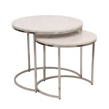 The large top and bottom shelf are impressive mix and make the whole is a practical piece of furniture. Large White Marble Nesting Tables With Silver Base Set Of 2 Martina Ebay