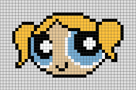 Powerpuff Girls Bubbles Pixel Art Tintiri Com Minecraft Piksel Sanati Pixel Art Kanavice Tasarimlari