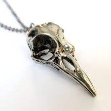Raven Skull Charm Pendant Necklace Solid Hand Cast Silver Etsy Raven Skull Necklace Skull Pendant Skull Pendant Necklace