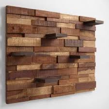 Mosaic Wood Panel With Shelves Wood Mosaic Wood Wall Design Wood Paneling