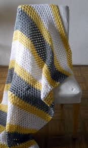Black And White Striped Throw Blanket Personalized Striped Throw Blanket Afghan White Grey And Yellow Granny Stripe Made To Order Crochet Blanket Grey Crochet Blanket Patterns Crochet Blanket Pattern Easy