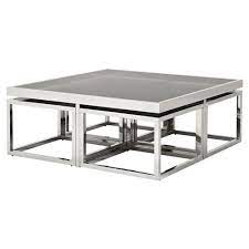 When space is limited, you will want to add a square side table or a narrow side table. Eichholtz Monogram Modern Classic Smoked Glass Square Nesting Silver Coffee Table 31 W 40 W Kathy Kuo Home