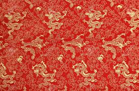 Fragment Of Red Chinese Silk With Golden Dragons And Flowers Chinese Fabric Chinese Patterns Photo Texture