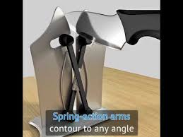 The bavarian edge knife sharpener can be used to sharpen both straight and serrated knives.it works off of a spring arm that has the flexibility to be able to contour to the shape of the blade it is sharpening. Bavarian Edge Knife Sharpener Youtube