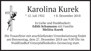 Przez prawie czterdzieści lat żyjecie w rozrzedzonej atmosferze. Traueranzeigen Von Karolina Kurek Trauer Merkur De