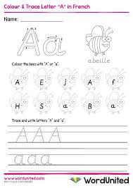 Looking for inspiration for teaching . Colour Trace Letter A In French Wordunited French Alphabet Preschool Letter Crafts Kids Handwriting Practice