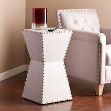 Arielle White End Table Accent Table White End Tables White Faux Leather