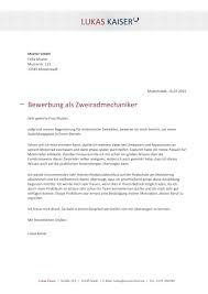 Bewerbungsmuster Zweiradmechaniker Kostenlose Vorlage