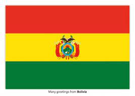 A horizontal tricolor of red, yellow and green with the national coat of arms centered on the yellow band. Many Greetings From Bolivia Urlaubsgrusse Und Spruche Echte Postkarten Online Versenden