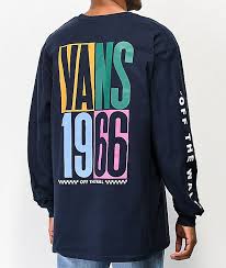 Vans Multi Checkerboard Stack Navy Long Sleeve T Shirt Zumiez In 2020 Shirt Design Inspiration Tee Shirt Designs Printed Shirts