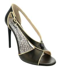 Roberto Cavalli Class Black Gold Criss Cross High Heel Sandal Ebay