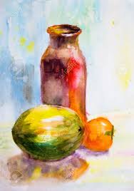 Grape fruit fruit fresh fruit png ink chinese painting. Still Life With Jug And Fruit Watercolor Painting Stock Photo Picture And Royalty Free Image Image 16494322