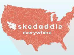 Derivative of the term skedaddle, used to express interest in leaving an area or vicinity Bostinno Skedaddle Is Letting Concertgoers Nationwide Hitch A Ride To Bonnaroo