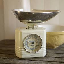 retro style kitchen scales by the