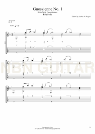 Gnossienne No 1 Eric Satie Nbn Guitar Music Tabs Sheet Music Erik Satie