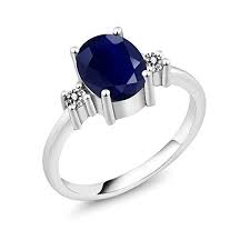 Gem Stone King Sterling Silver Blue Sapphire And White Diamond Women S 3 Stone Ring 2 63 Cttw Available 5 Gold And Silver Rings Women Rings Gold Tone Bracelet