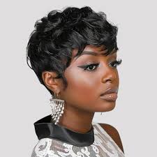 Amazon.com : 100% Human Hair Short Wigs for Black Women Short Curly Pixie  Cut Wig Human Hair Black Wigs with Bangs Short Bob Brazilian Remy Human  Hair ...