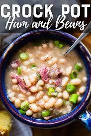 Crock Pot Ham And Beans Slow Cooker Bean Soup Casserole Crissy Recipe In 2020 Crockpot Ham Slow Cooker Bean Soup Ham And Beans