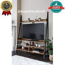 Rak tv minimalis dari ikea ini terbuat dari material particle board tahan lama. Meja Tv Rak Tv Besi Minimalis Kombinasi Kayu Jati Terbaru Jepara Shopee Indonesia