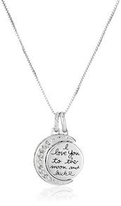 Sterling Silver Diamond Accent I Love You To The Moon And Back Pendant Necklace Want To Know More Click On The Image Note Silver Diamonds Necklace Diamond